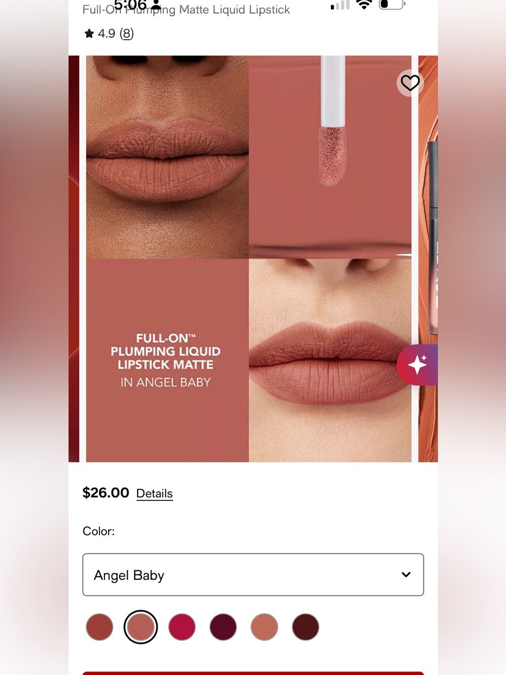 Buxom Full-On Plumping Liquid Lipstick — Angel Baby Warm Terracotta
